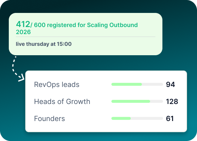 Webinar registrant list segmented by job title with fill progress bars