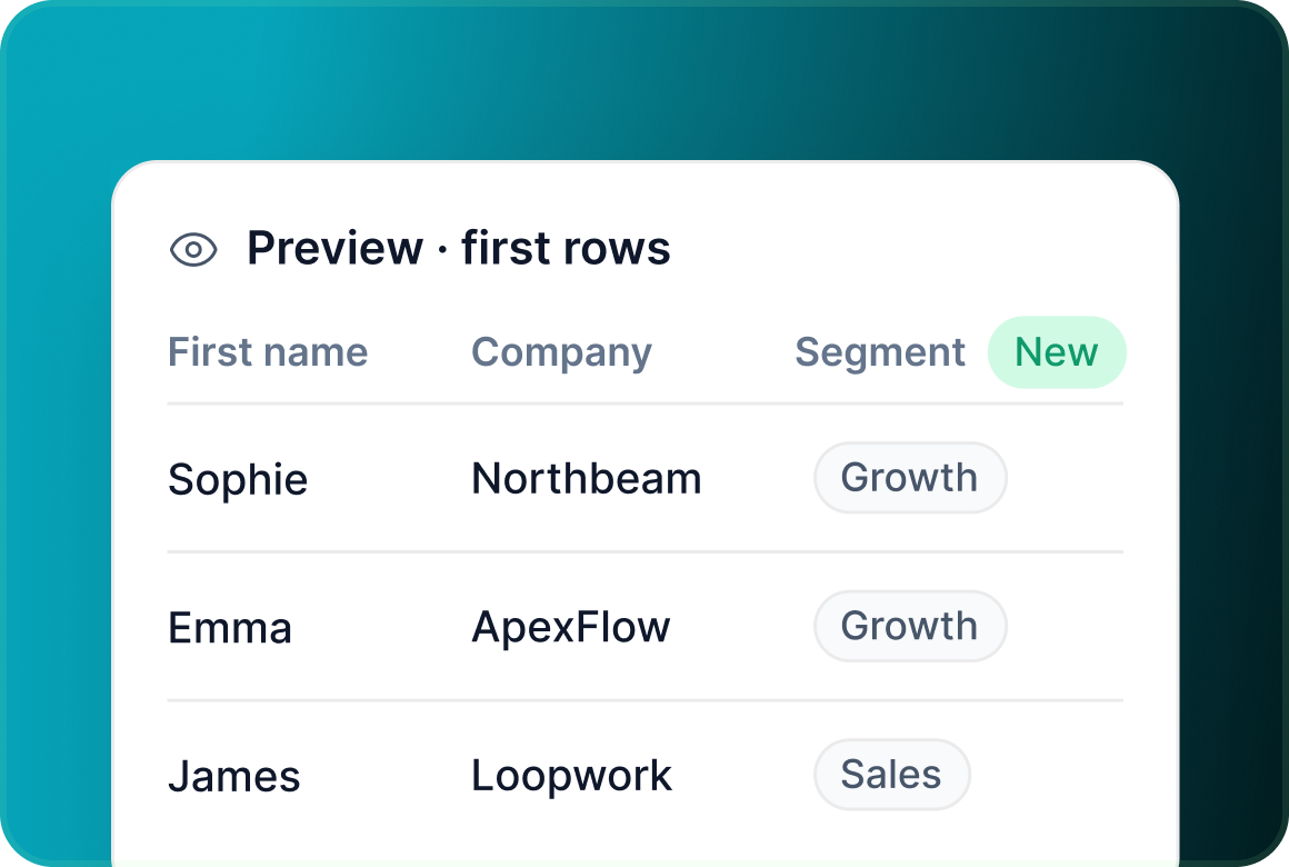 Creating a custom field during import with a fallback word and a preview of the first rows